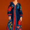 Farm Rio Blue Vintage Forest Midi Dress 2 Farm Rio Blue Vintage Forest Midi Dress -Farm Rio Store 304135 01 2