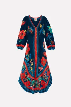 Farm Rio Blue Vintage Forest Midi Dress -Farm Rio Store 304135 06
