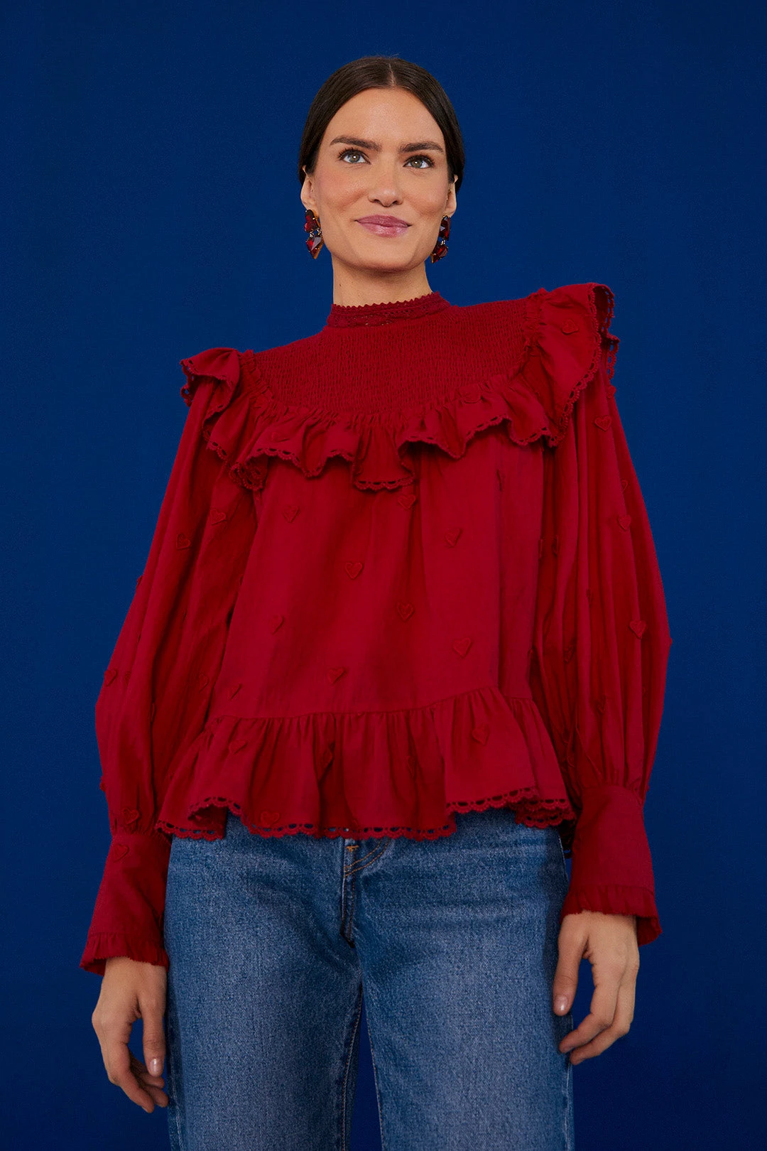 Farm Rio Red 3D Hearts Blouse 3 Farm Rio Red 3D Hearts Blouse