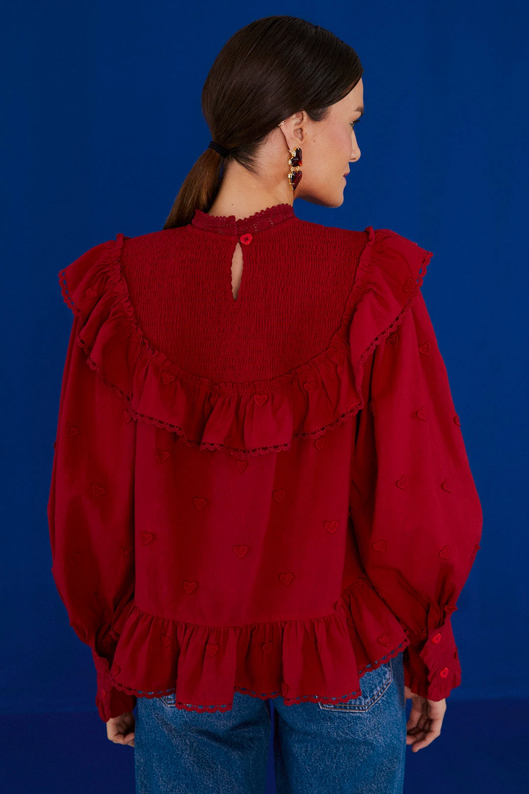 Farm Rio Red 3D Hearts Blouse 5 Farm Rio Red 3D Hearts Blouse - Image 3