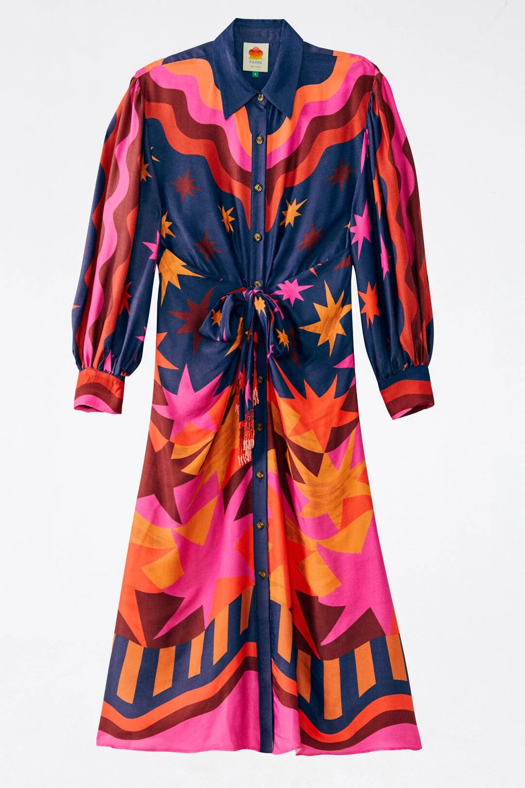 Farm Rio Graphic Scarves Lenzing™ Ecovero™ Viscose Midi Dress 8 Farm Rio Graphic Scarves Lenzing™ Ecovero™ Viscose Midi Dress - Image 6