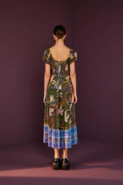 Farm Rio Green Wild Jungle Corset Midi Dress -Farm Rio Store 304591 02