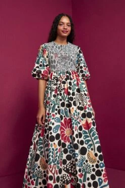 Farm Rio Mushroom Forest Organic Cotton Midi Dress