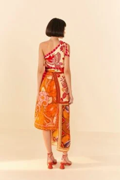 Farm Rio Forest Mixed Scarves Midi Dress -Farm Rio Store 305267 03