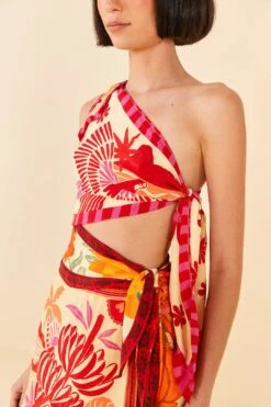 Farm Rio Forest Mixed Scarves Midi Dress -Farm Rio Store 305267 04