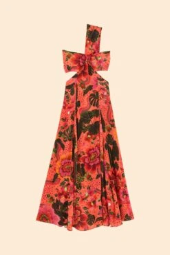 Orange Blooming Garden Maxi Dress -Farm Rio Store 305268