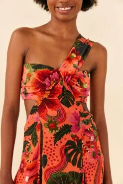 Orange Blooming Garden Maxi Dress -Farm Rio Store 305268 03
