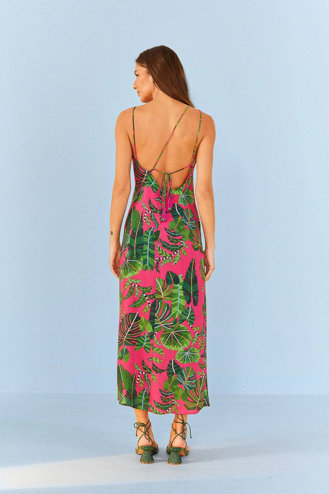 Farm Rio Pink Leaves Midi Dress 5 Farm Rio Pink Leaves Midi Dress - Image 3