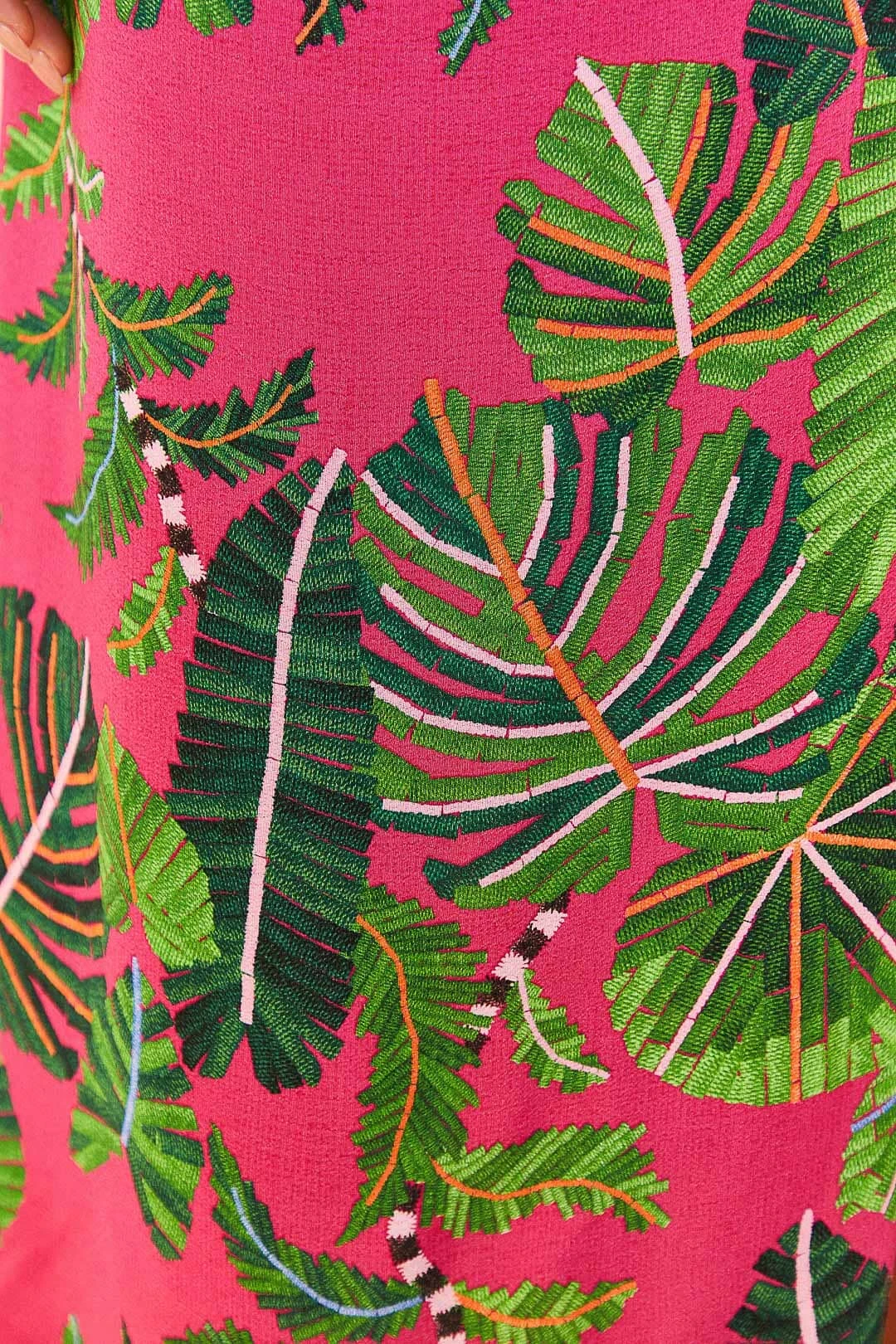 Farm Rio Pink Leaves Midi Dress 6 Farm Rio Pink Leaves Midi Dress - Image 4