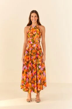 Farm Rio Lilac Mango Macaws Midi Dress 11 Farm Rio Lilac Mango Macaws Midi Dress -Farm Rio Store 305347 04
