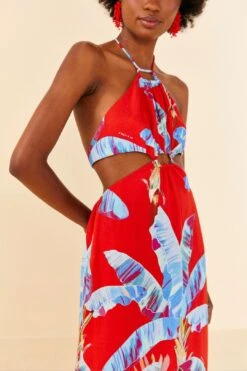 Farm Rio Red Sweet Jungle Cut Out Midi Dress -Farm Rio Store 305349 04