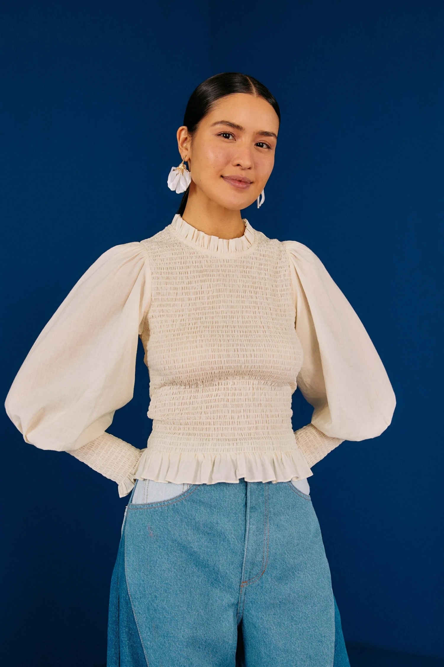 Farm Rio White Smocked Blouse 3 Farm Rio White Smocked Blouse