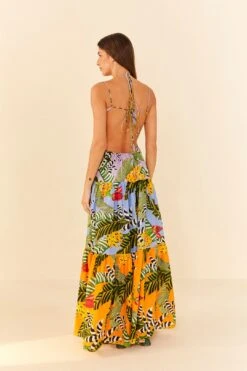 Farm Rio Mixed Striped Bananas Maxi Dress 10 Farm Rio Mixed Striped Bananas Maxi Dress -Farm Rio Store 305797 03