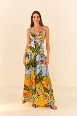 Farm Rio Mixed Striped Bananas Maxi Dress 11 Farm Rio Mixed Striped Bananas Maxi Dress -Farm Rio Store 305797 04