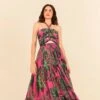 Pink Leaves Cut Out Maxi Dress -Farm Rio Store 305799 01 1