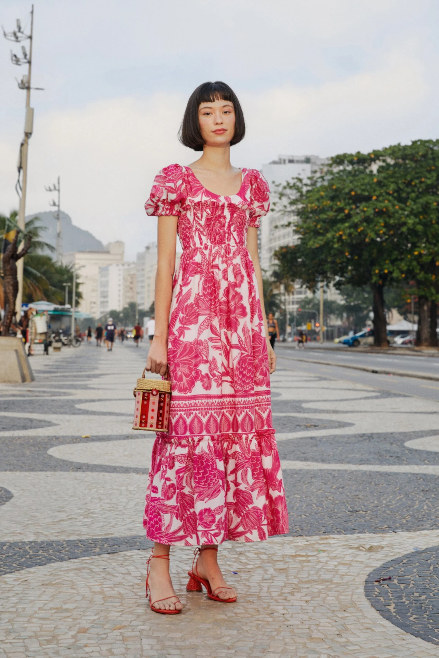 Farm Rio Pink Tropical Woodcut Maxi Dress 3 Farm Rio Pink Tropical Woodcut Maxi Dress
