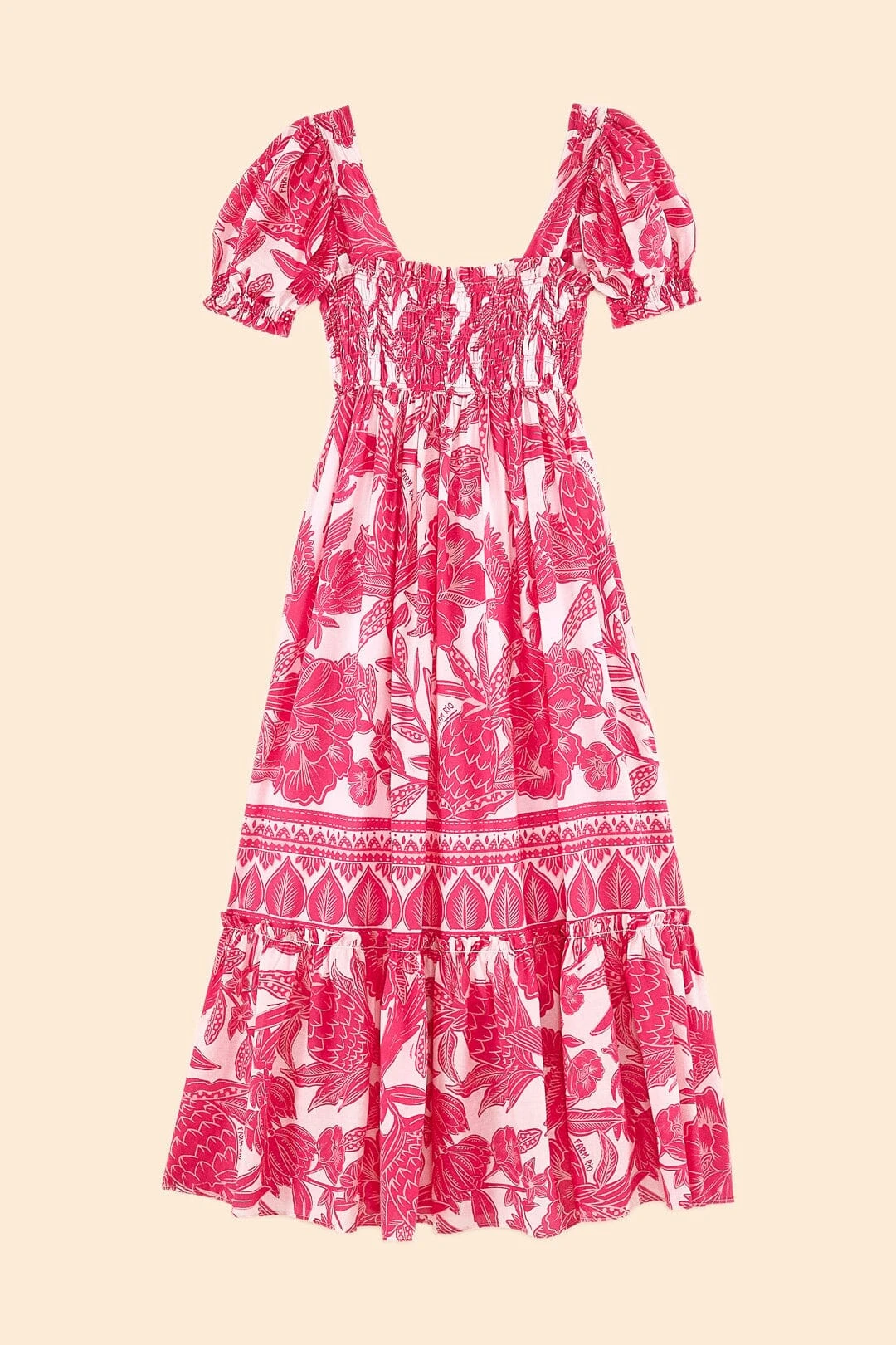 Farm Rio Pink Tropical Woodcut Maxi Dress 8 Farm Rio Pink Tropical Woodcut Maxi Dress - Image 6