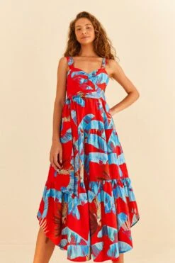 Farm Rio Red Sweet Jungle Midi Dress