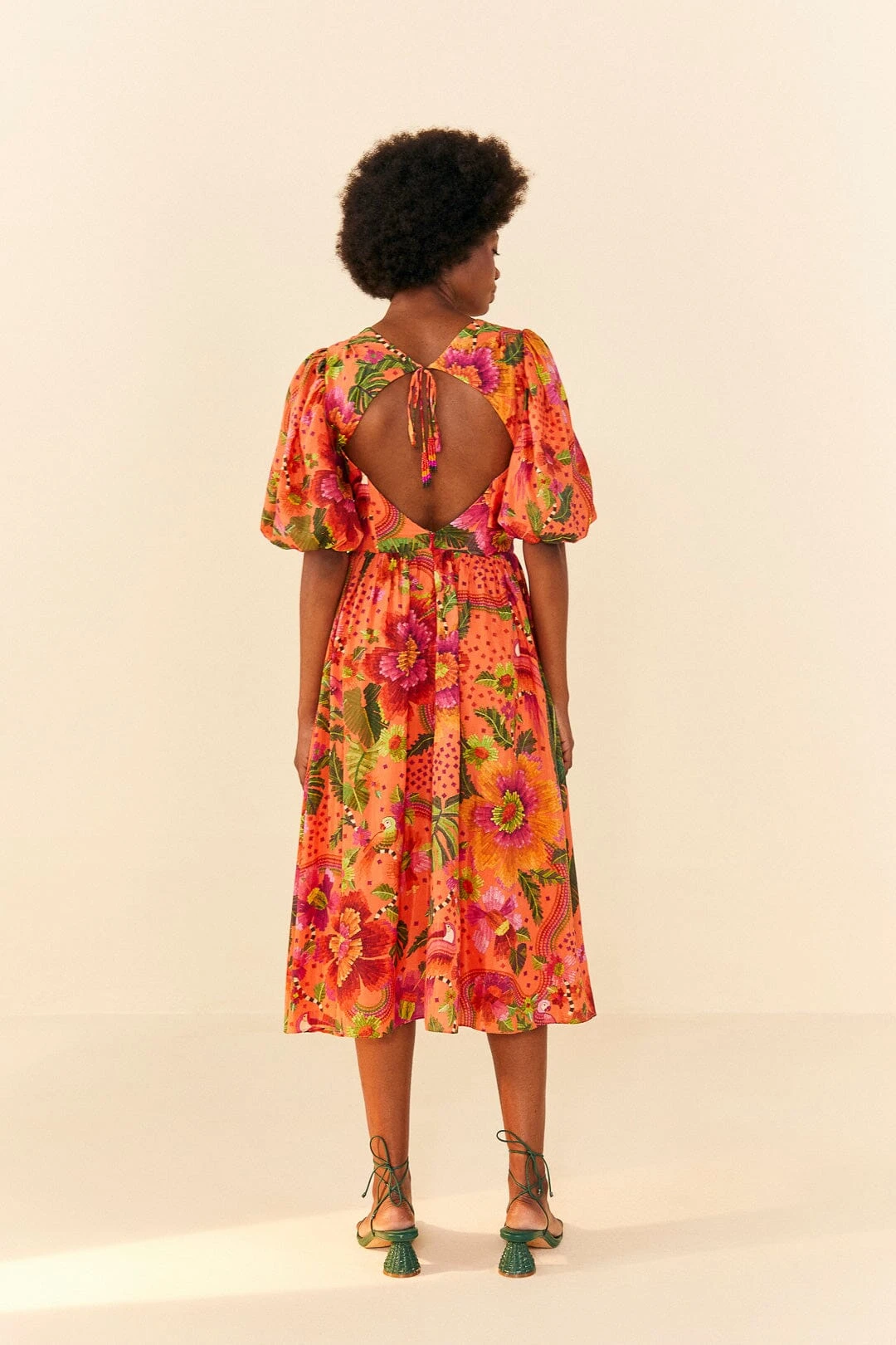 Farm Rio Orange Blooming Garden Midi Dress 6 Farm Rio Orange Blooming Garden Midi Dress - Image 4