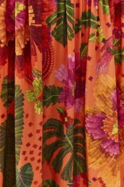 Farm Rio Orange Blooming Garden Midi Dress 12 Farm Rio Orange Blooming Garden Midi Dress -Farm Rio Store 306092 05