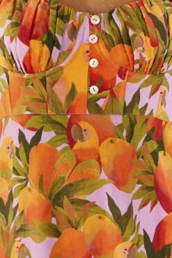 Lilac Mango Macaws Maxi Dress 12 Lilac Mango Macaws Maxi Dress -Farm Rio Store 306095 05