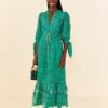 Farm Rio Green Morada Boa Guipure Dress -Farm Rio Store 306101 01