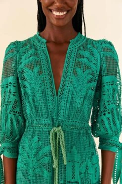 Farm Rio Green Morada Boa Guipure Dress -Farm Rio Store 306101 03