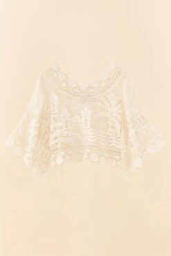 Farm Rio Off-White Morada Boa Guipire Blouse 11 Farm Rio Off-White Morada Boa Guipire Blouse -Farm Rio Store 306104 05
