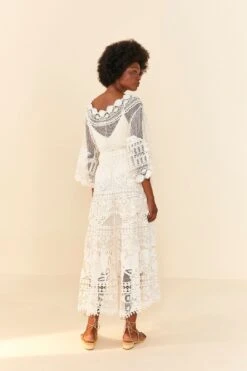 Farm Rio Off White Alucina Luz Guipire Midi Skirt 8 Farm Rio Off White Alucina Luz Guipire Midi Skirt -Farm Rio Store 306107 03