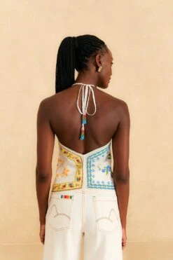 Farm Rio Grandma Gift Embroidered Halter Blouse 11 Farm Rio Grandma Gift Embroidered Halter Blouse -Farm Rio Store 306113 04