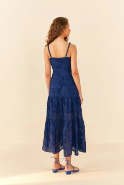 Deep Blue Palm Tree Richelieu Midi Dress -Farm Rio Store 306122 03