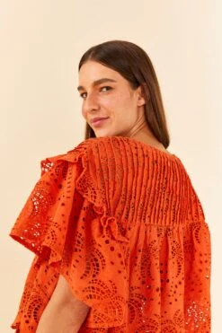 Farm Rio Orange Palm Tree Richelieu Blouse 10 Farm Rio Orange Palm Tree Richelieu Blouse -Farm Rio Store 306123 03