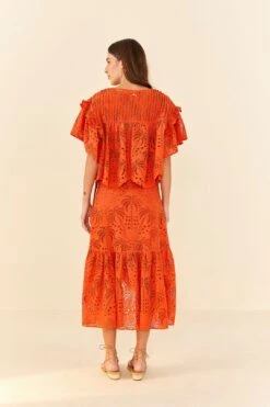 Farm Rio Orange Palm Tree Richelieu Blouse 11 Farm Rio Orange Palm Tree Richelieu Blouse -Farm Rio Store 306123 04