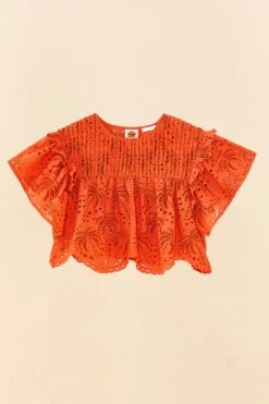 Farm Rio Orange Palm Tree Richelieu Blouse 13 Farm Rio Orange Palm Tree Richelieu Blouse -Farm Rio Store 306123 06