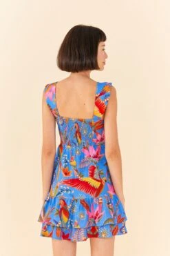 Farm Rio Blue Macaw Party Mini Dress -Farm Rio Store 306136 03