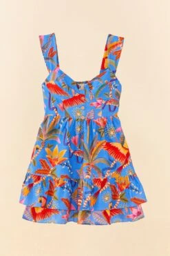 Farm Rio Blue Macaw Party Mini Dress -Farm Rio Store 306136 05
