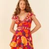Farm Rio Pink Flowers Tapestry Mini Dress -Farm Rio Store 306144 01