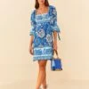 Farm Rio Blue Full Of Flowers Mini Dress -Farm Rio Store 306152 01