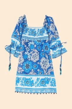 Farm Rio Blue Full Of Flowers Mini Dress -Farm Rio Store 306152 06