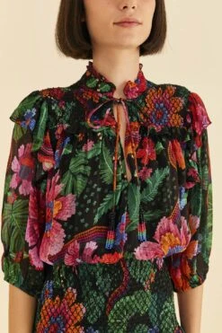 Farm Rio Black Blooming Garden Mini Dress 9 Farm Rio Black Blooming Garden Mini Dress -Farm Rio Store 306153 03