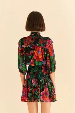 Farm Rio Black Blooming Garden Mini Dress 10 Farm Rio Black Blooming Garden Mini Dress -Farm Rio Store 306153 04