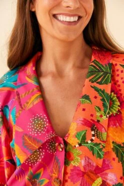 Farm Rio Mixed Warm Prints Organic Cotton Mini Dress -Farm Rio Store 306155 03