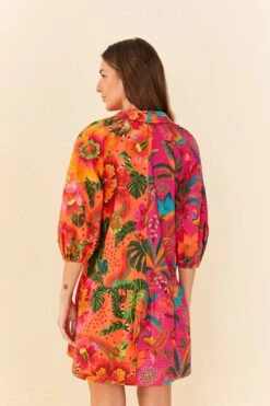 Farm Rio Mixed Warm Prints Organic Cotton Mini Dress -Farm Rio Store 306155 04