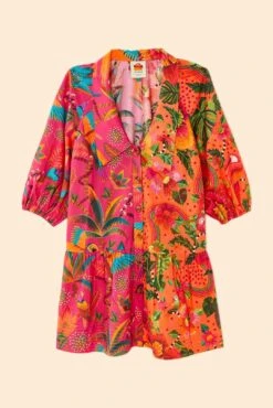 Farm Rio Mixed Warm Prints Organic Cotton Mini Dress -Farm Rio Store 306155 06