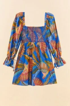 Farm Rio Blue Macaw Flight Mini Dress -Farm Rio Store 306161 06