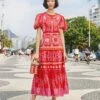 Farm Rio Red Summer Sunrise Midi Dress 1 Farm Rio Red Summer Sunrise Midi Dress -Farm Rio Store 306178 01