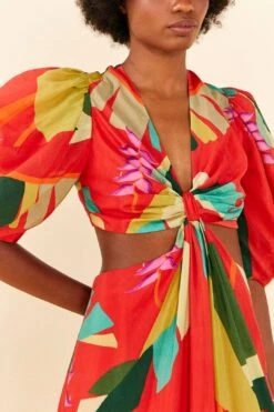 Farm Rio Red Heliconia Midi Dress -Farm Rio Store 306185 02