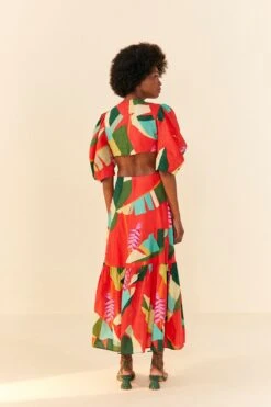 Farm Rio Red Heliconia Midi Dress -Farm Rio Store 306185 03