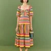 Farm Rio Rainbow Stripes Midi Dress 2 Farm Rio Rainbow Stripes Midi Dress -Farm Rio Store 306188 01