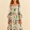 Farm Rio White Summer Garden Midi Dress -Farm Rio Store 306202 01